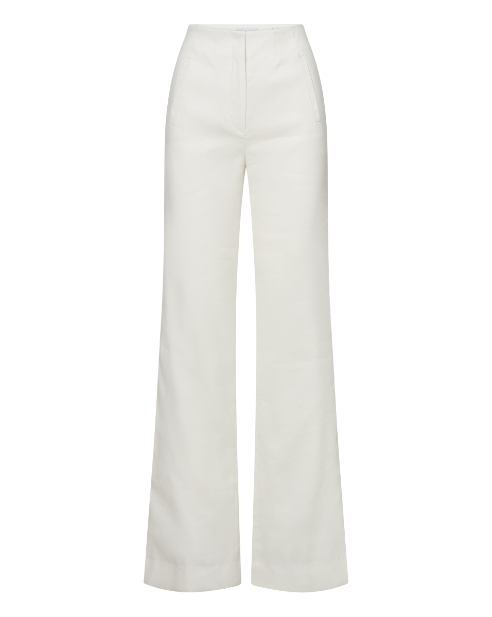 Wide-Leg Linen Pants with Stretch & Waistband | Jude