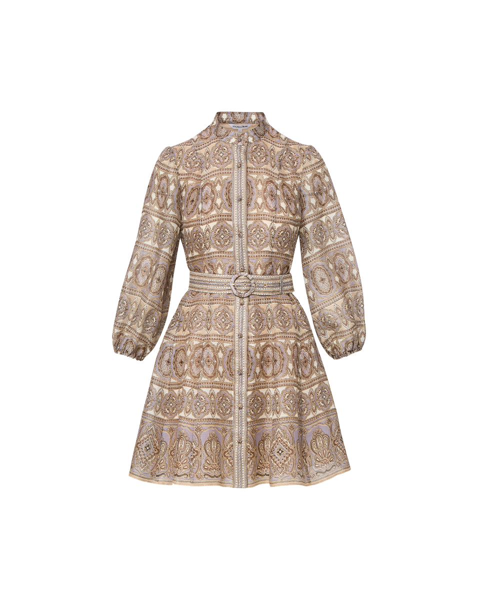 Silk-Linen Mini Dress with Relaxed Fit & O-Ring Belt | Kumar