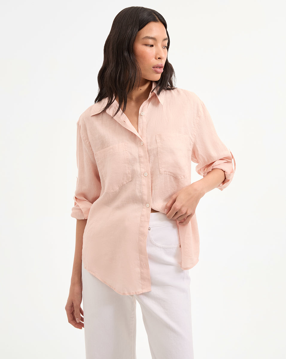 Relaxed Fit Linen Shirt for Men | Gil Pink Button Down