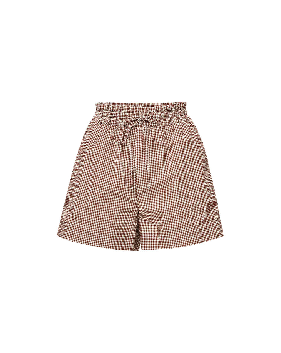 Seersucker Cotton Shorts with Elastic Waist | Tijana Gingham