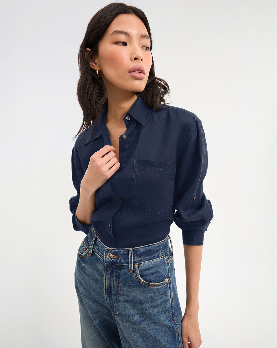 Relaxed Fit Linen Shirt for Men | Gil Pink Button Down