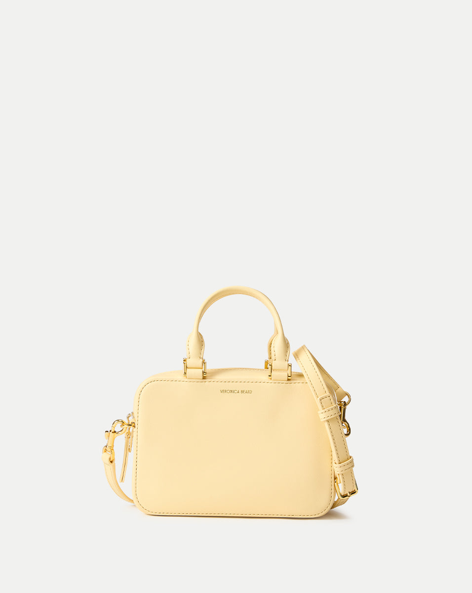 Leather Top-Handle Crossbody Bag with Gold Hardware | Boxy