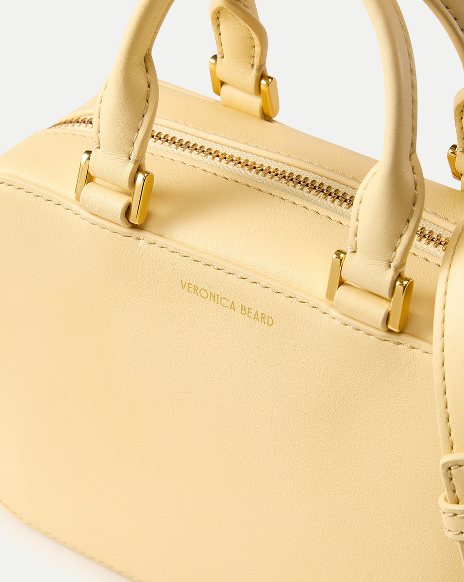 Leather Top-Handle Crossbody Bag with Gold Hardware | Boxy