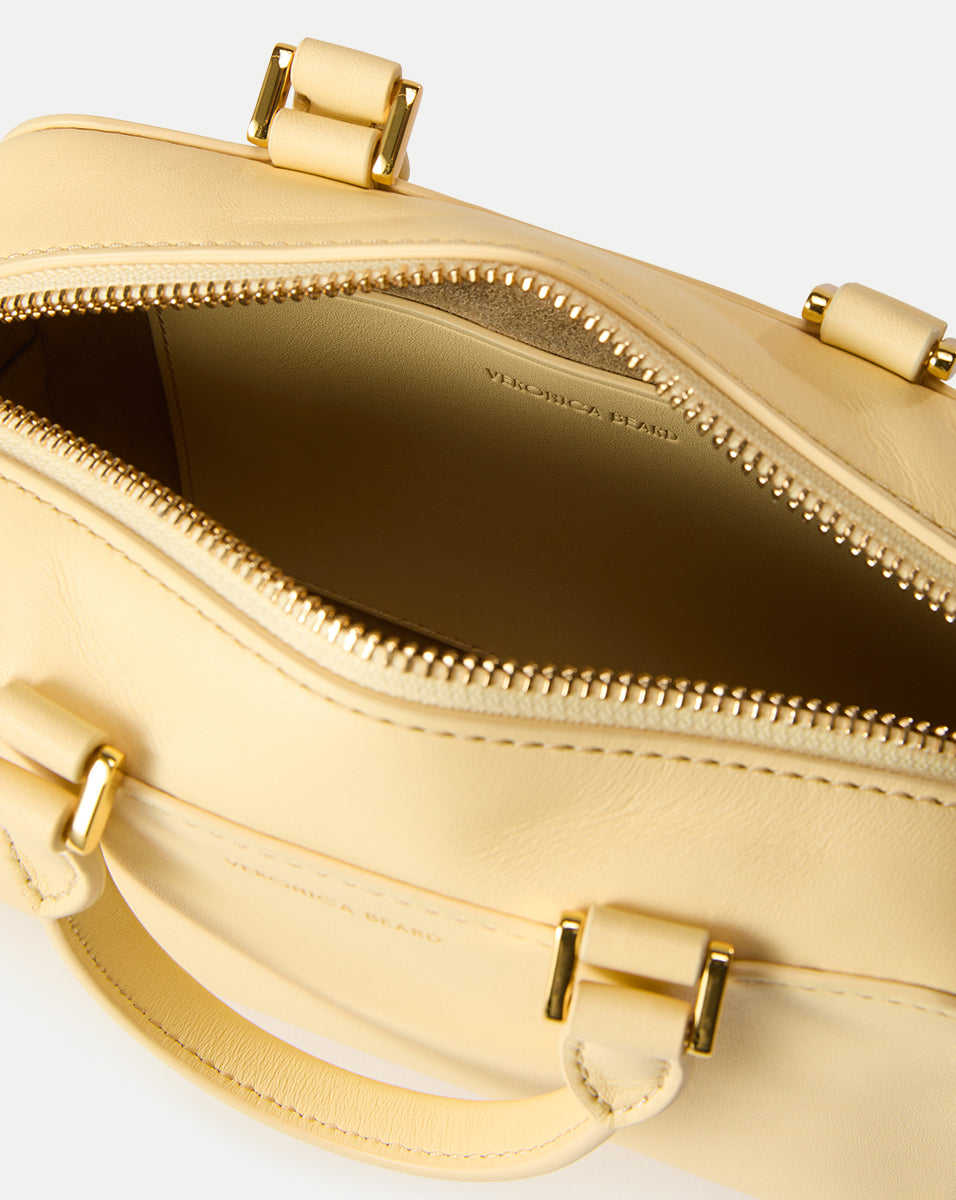 Leather Top-Handle Crossbody Bag with Gold Hardware | Boxy