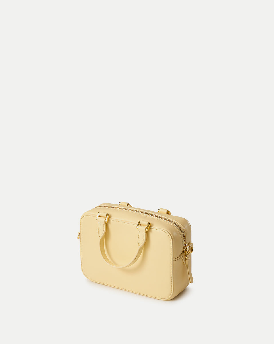 Leather Top-Handle Crossbody Bag with Gold Hardware | Boxy