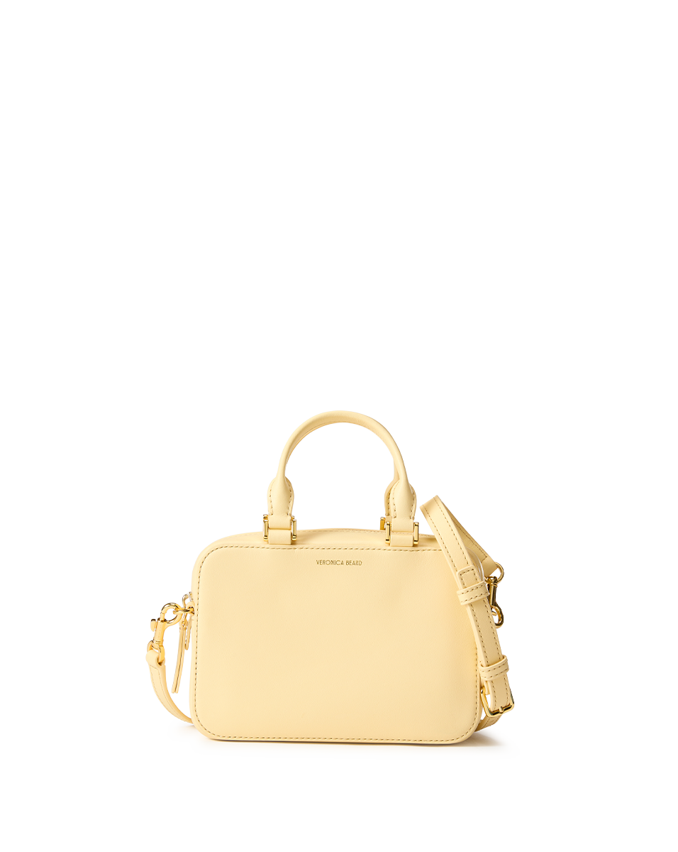 Leather Top-Handle Crossbody Bag with Gold Hardware | Boxy