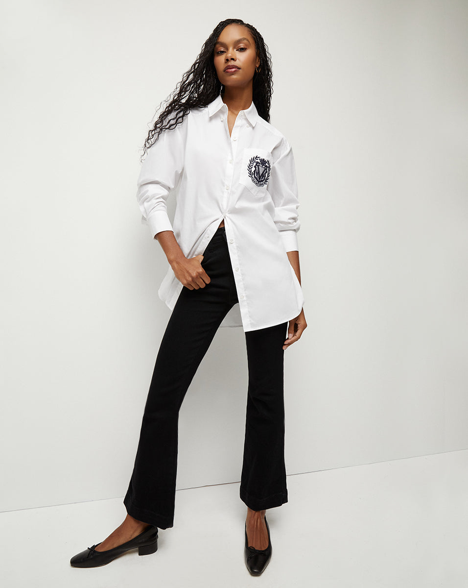 High-Rise Kick-Flare Jeans in Classic Black Wash | Carson