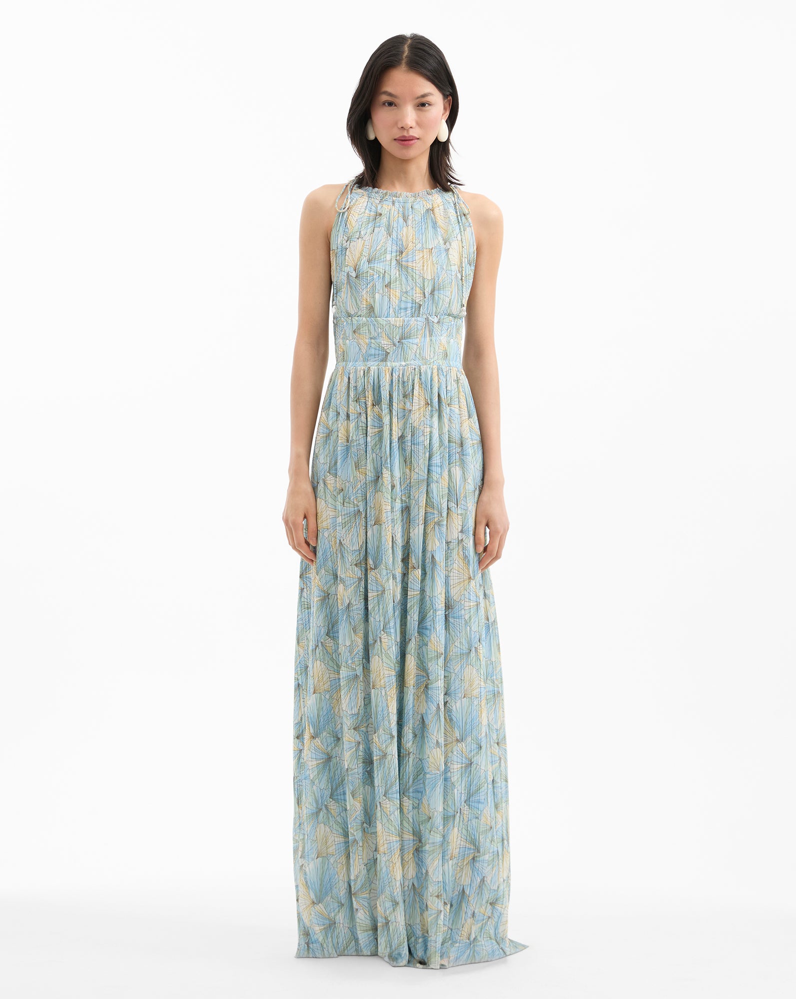 Pleated Floral Maxi Dress with Elastic Waist | Yardley