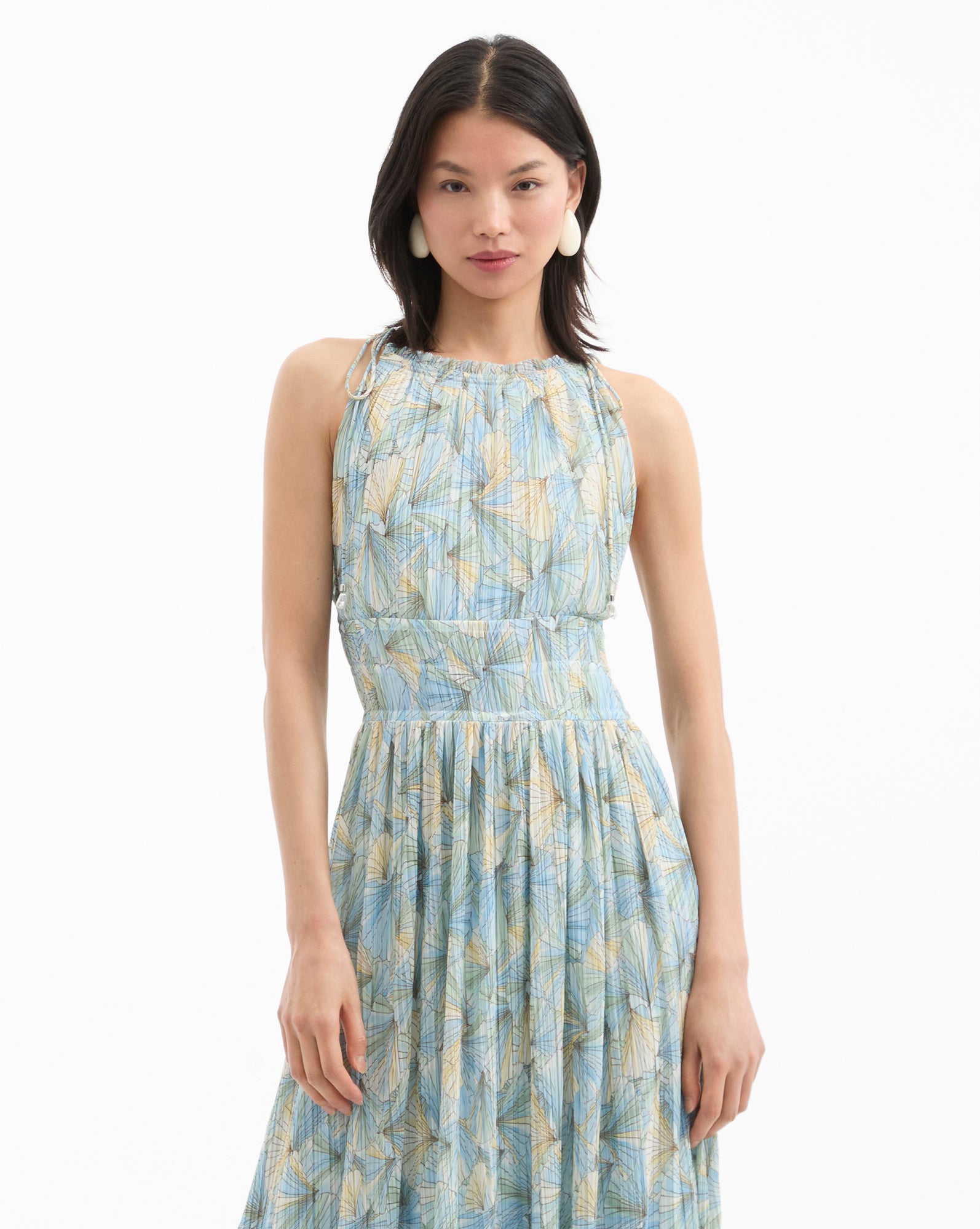 Pleated Floral Maxi Dress with Elastic Waist | Yardley