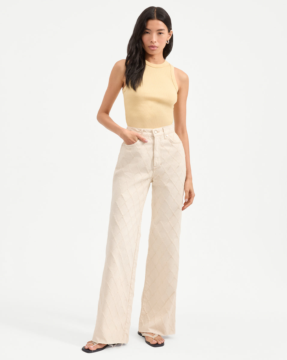 Wide-Leg Jeans with Diamond Print | High-Rise Italian Denim | Taylor