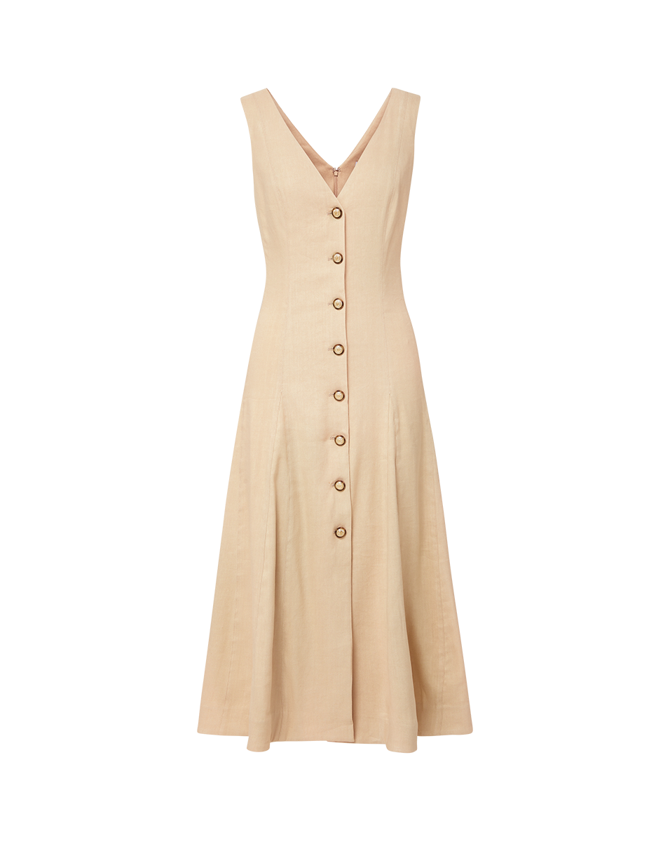 Pleated Midi Dress in Italian Linen Blend | Lou Summer Dress