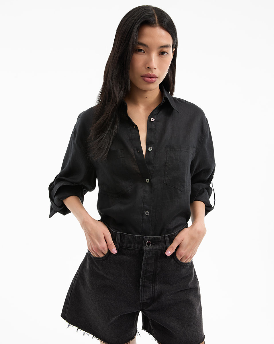 Relaxed Fit Linen Shirt for Men | Gil Pink Button Down