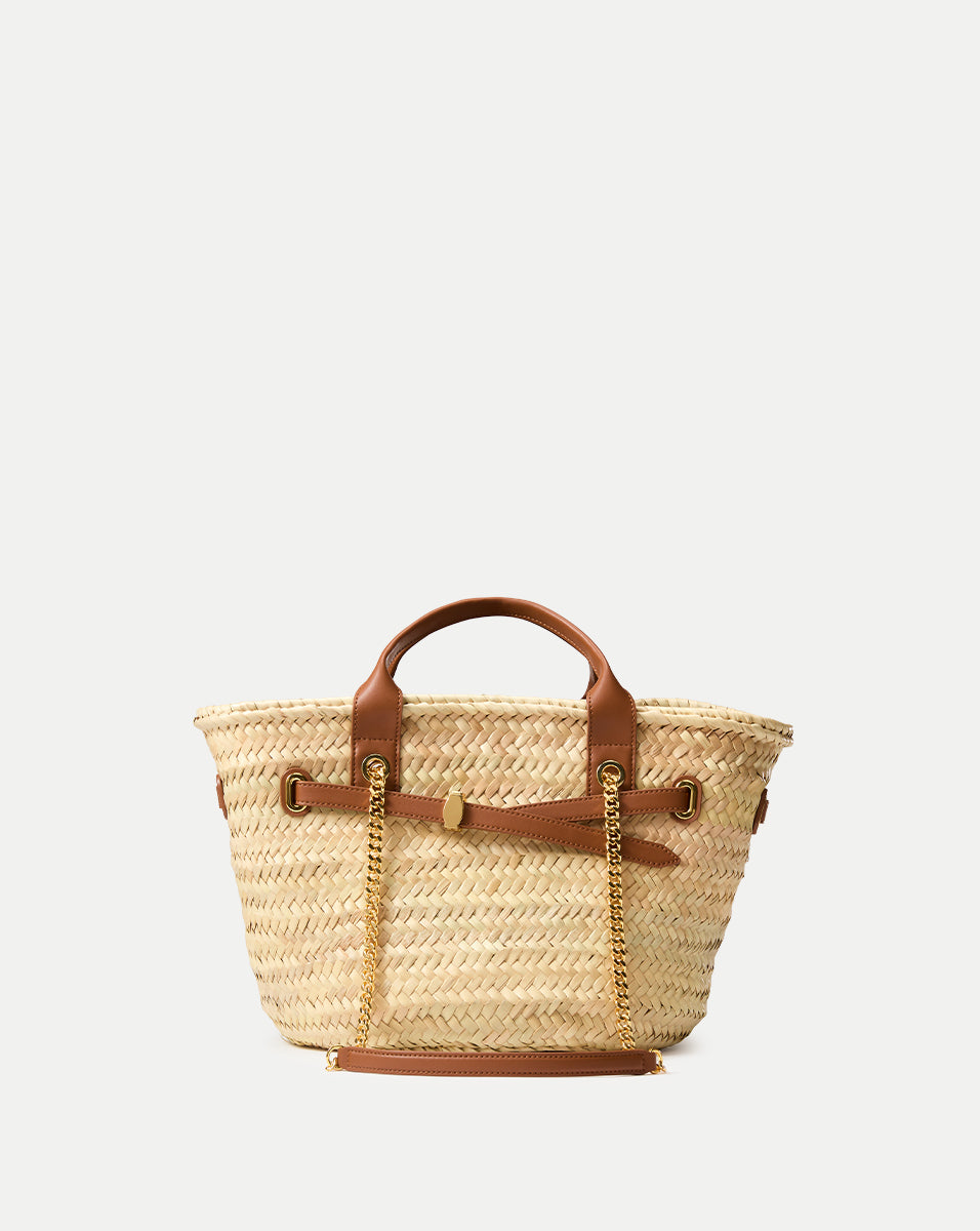 Handwoven Raffia Tote Bag with Leather Trim | Veronica Beard