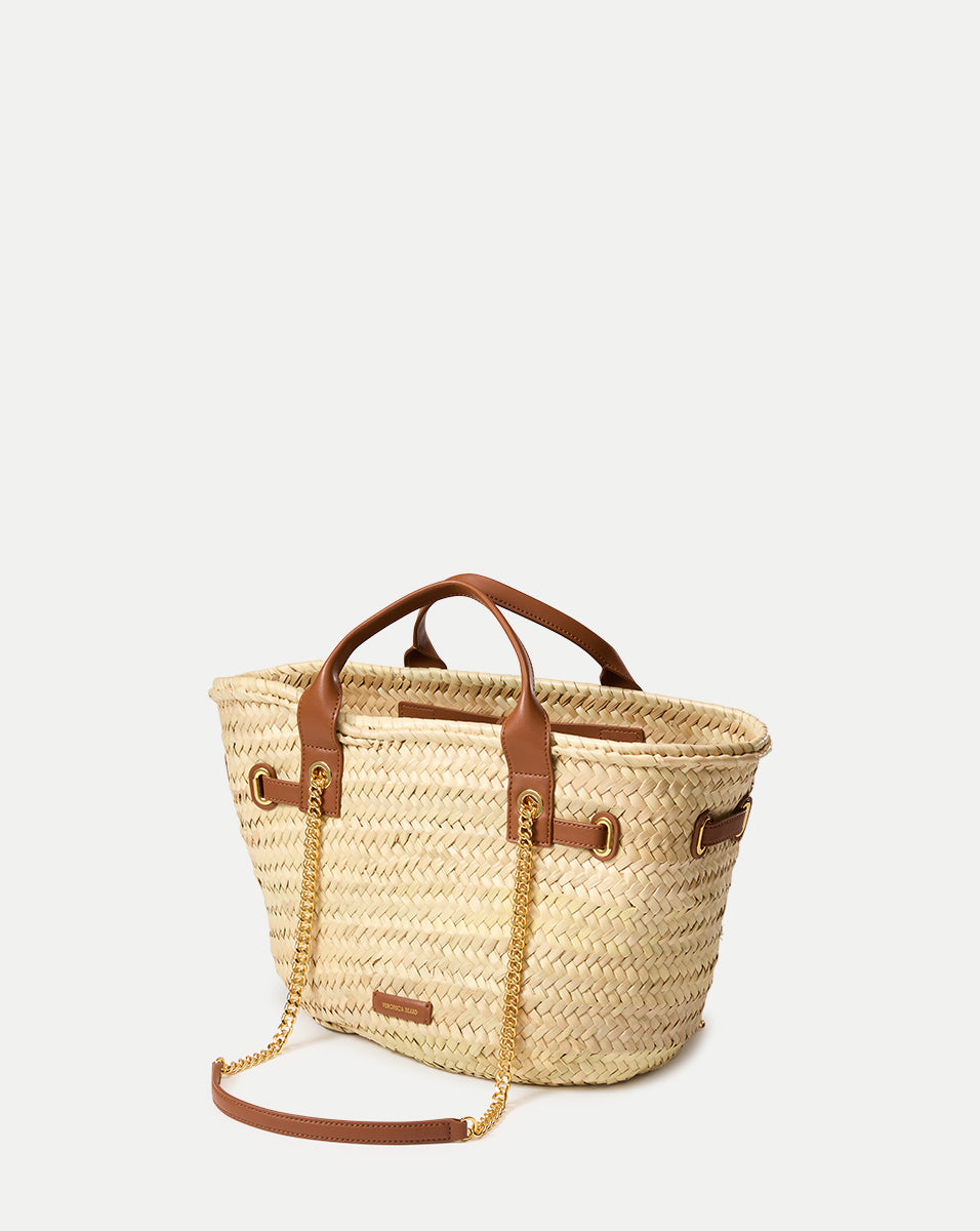 Handwoven Raffia Tote Bag with Leather Trim | Veronica Beard