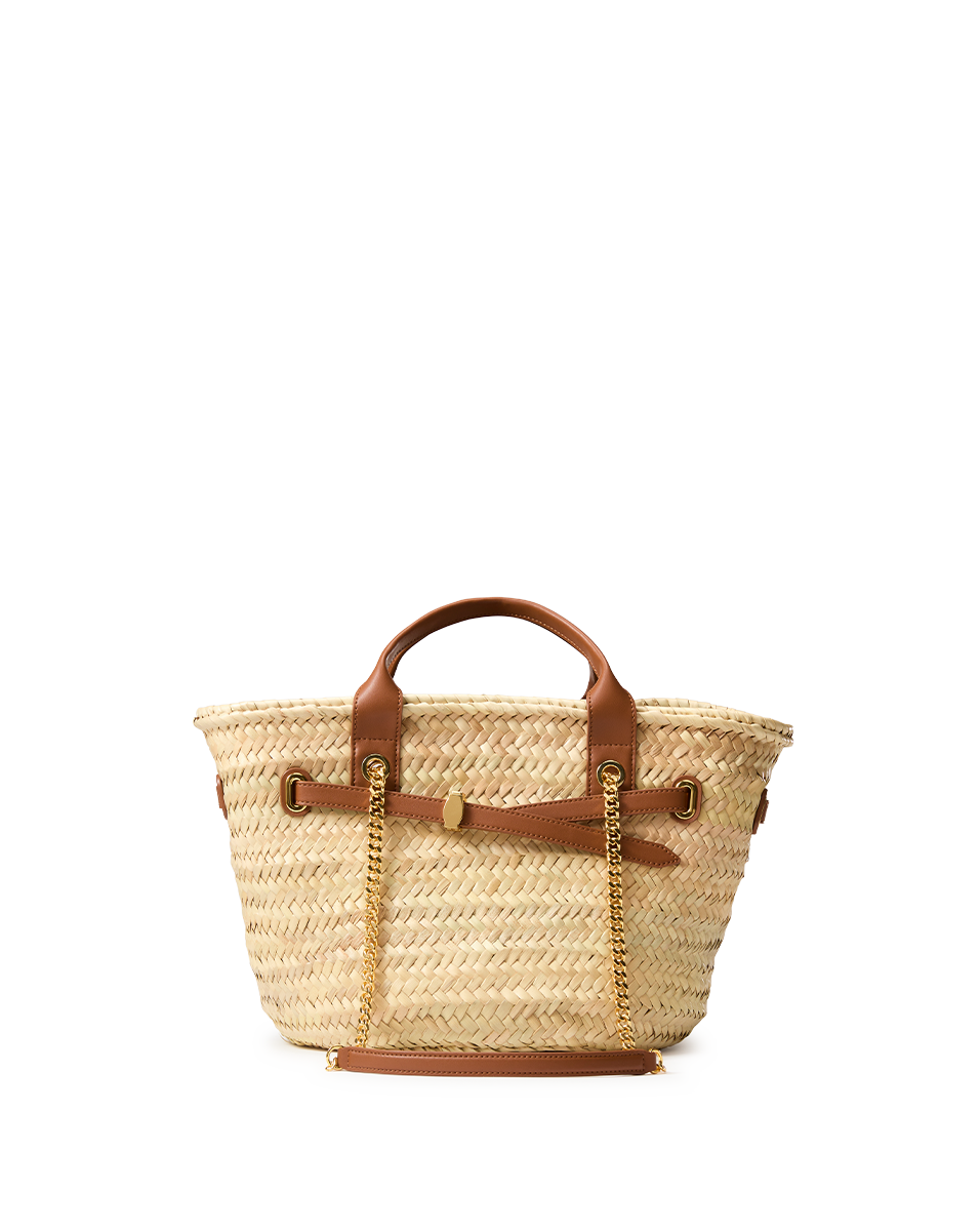 Handwoven Raffia Tote Bag with Leather Trim | Veronica Beard
