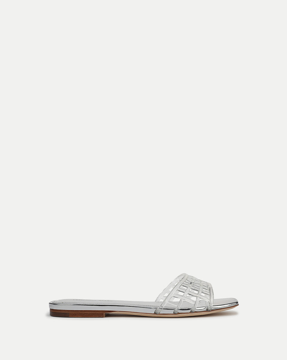 Silver Jelly Sandals with Cushioned Leather Footbed | Maris