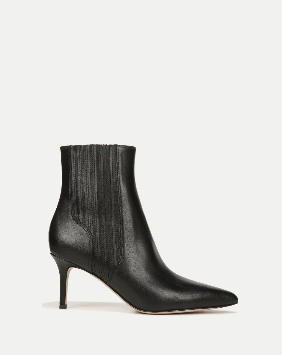 Leather Mid-Heel Booties with Pointed Toe | Lisa Stiletto