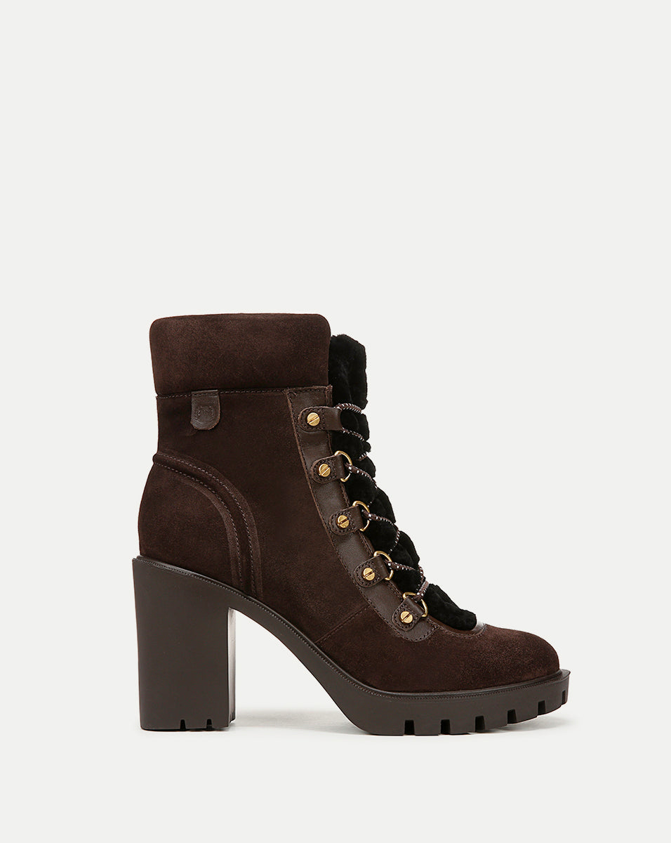 Lug Sole Bootie with Elastic Laces & 3.5" Heel | Reece