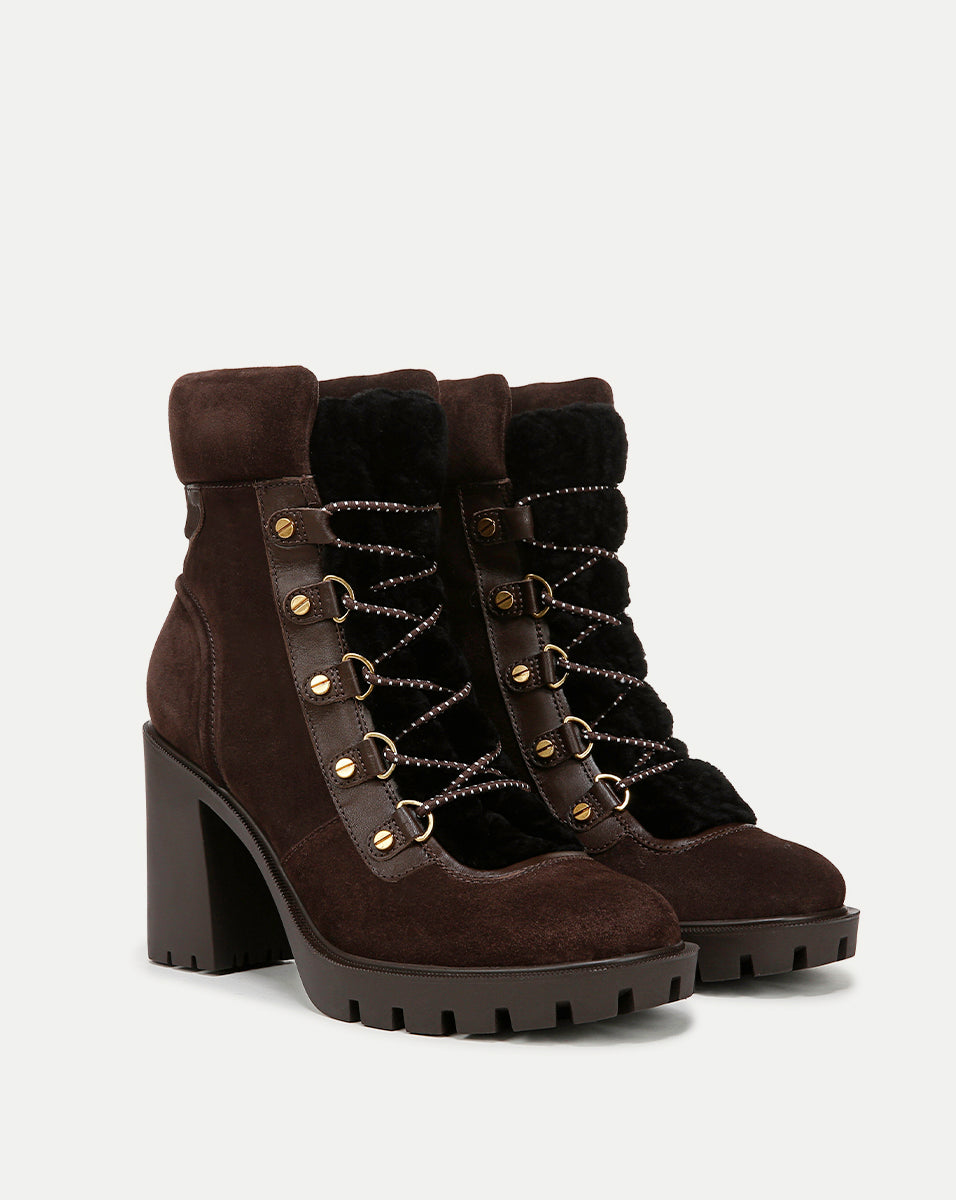 Lug Sole Bootie with Elastic Laces & 3.5" Heel | Reece