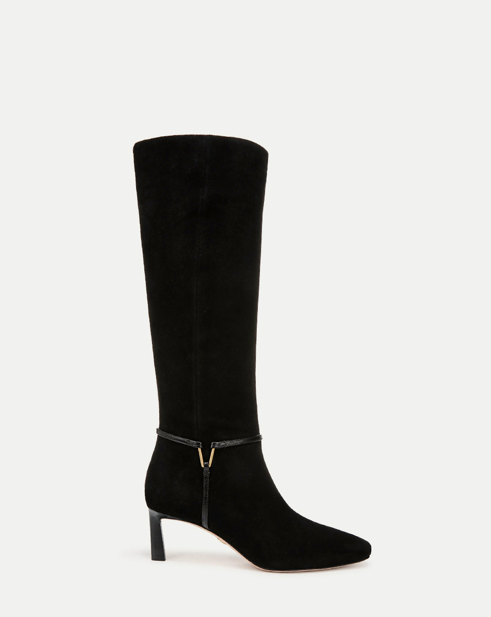 Wide-Calf Mid-Heel Suede Boots for Women | Kenzie