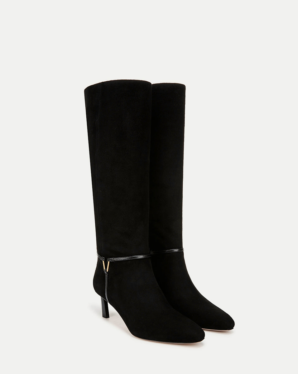 Wide-Calf Mid-Heel Suede Boots for Women | Kenzie