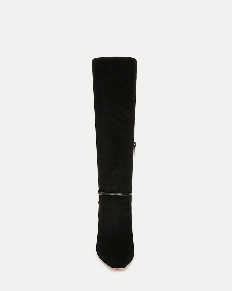 Wide-Calf Mid-Heel Suede Boots for Women | Kenzie