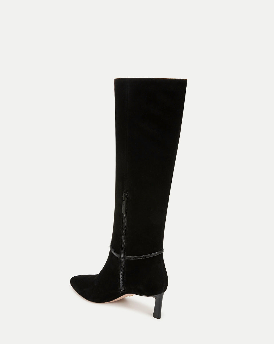 Wide-Calf Mid-Heel Suede Boots for Women | Kenzie