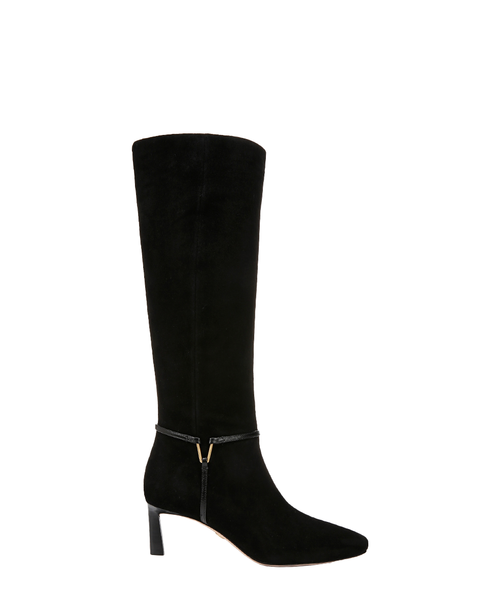 Wide-Calf Mid-Heel Suede Boots for Women | Kenzie