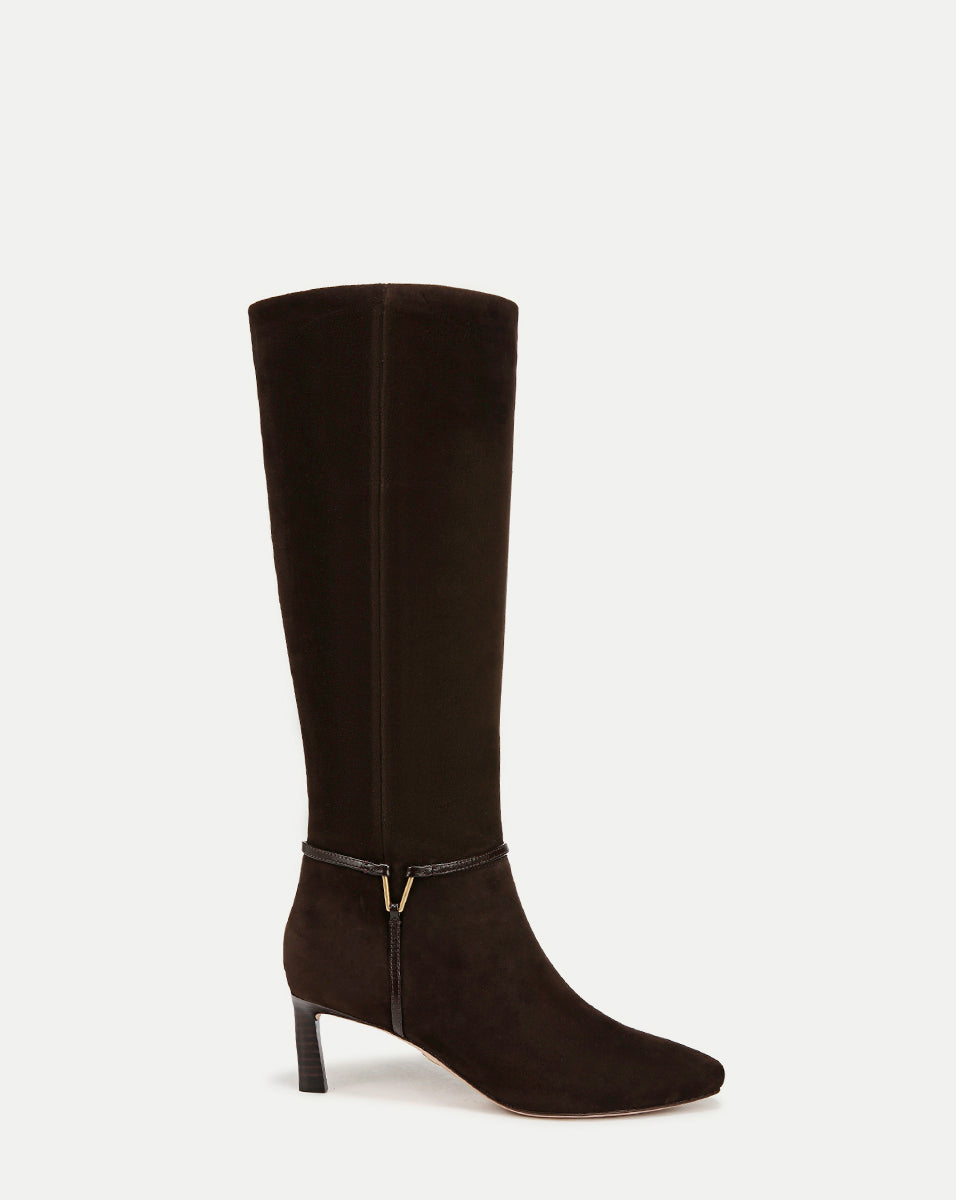 Wide-Calf Mid-Heel Suede Boots for Women | Kenzie