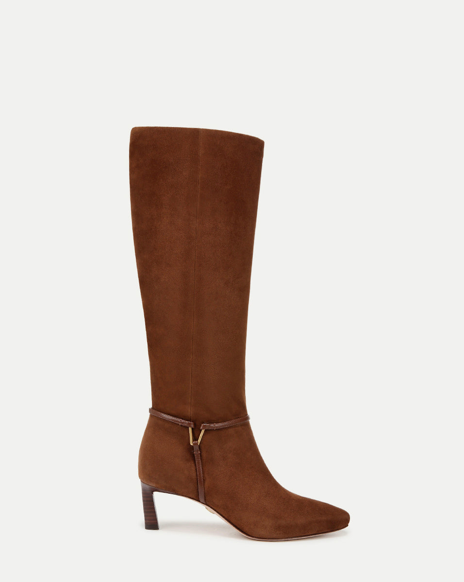 Wide-Calf Mid-Heel Suede Boots for Women | Kenzie