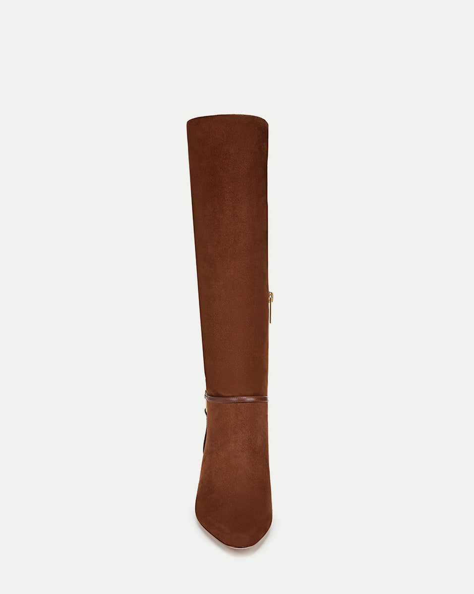 Wide-Calf Mid-Heel Suede Boots for Women | Kenzie