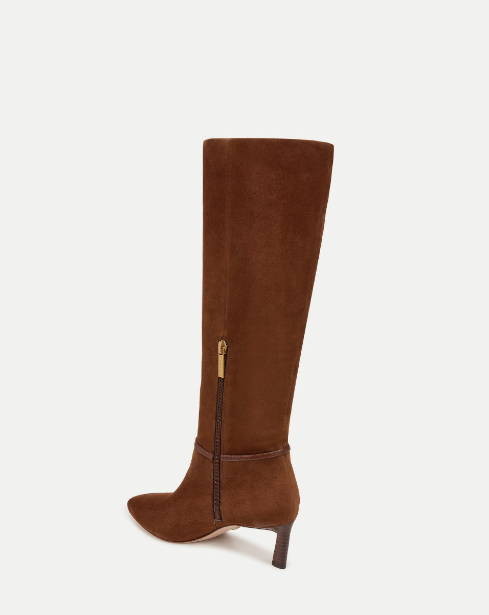 Wide-Calf Mid-Heel Suede Boots for Women | Kenzie