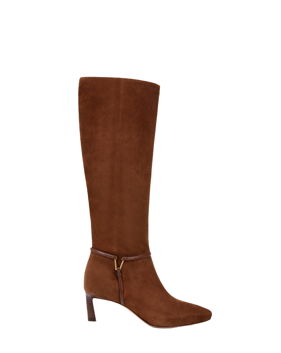 Wide-Calf Mid-Heel Suede Boots for Women | Kenzie