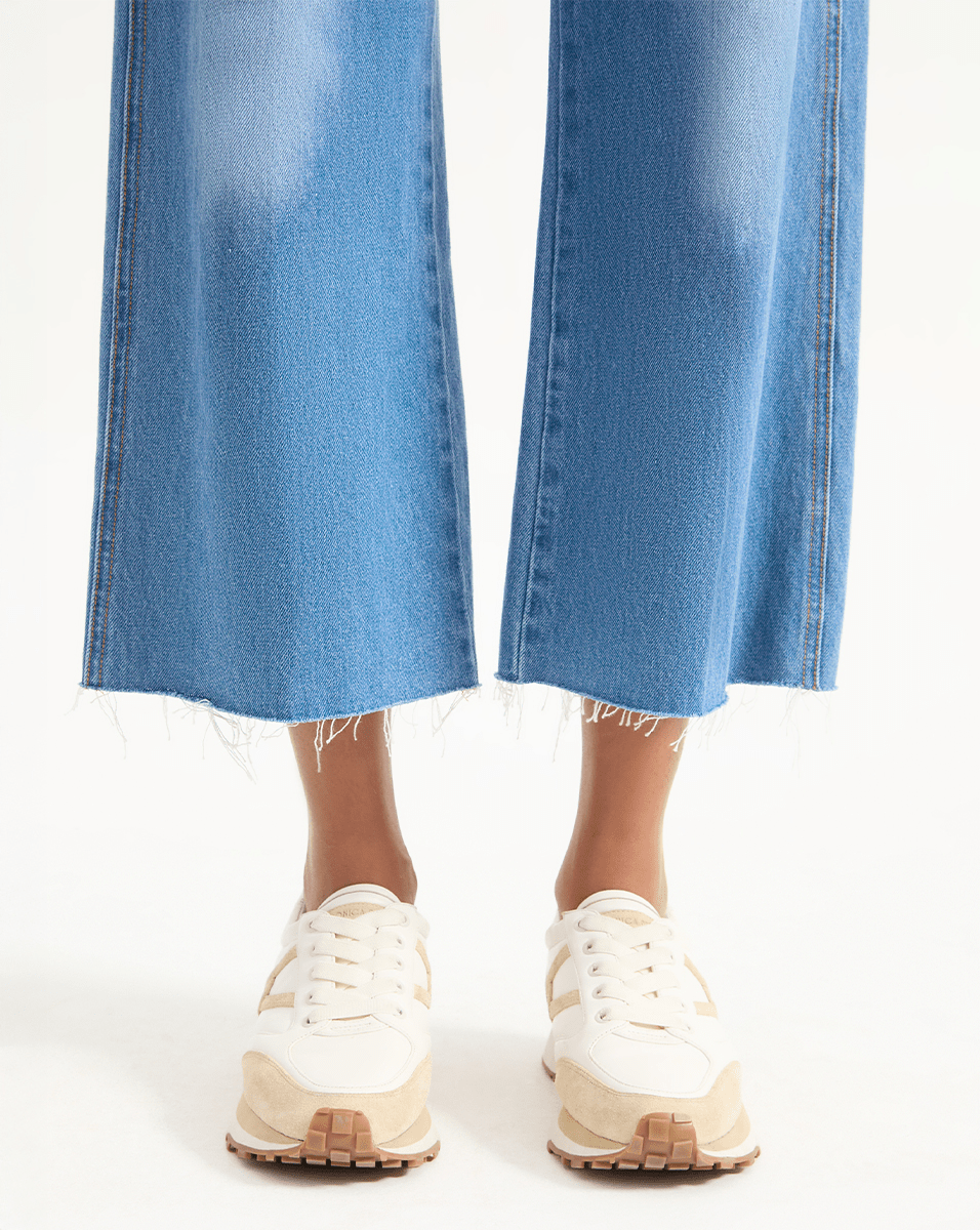 Valentina Leather Sneakers with Cushioned Midsole & Suede Details | Comfortable & Stylish