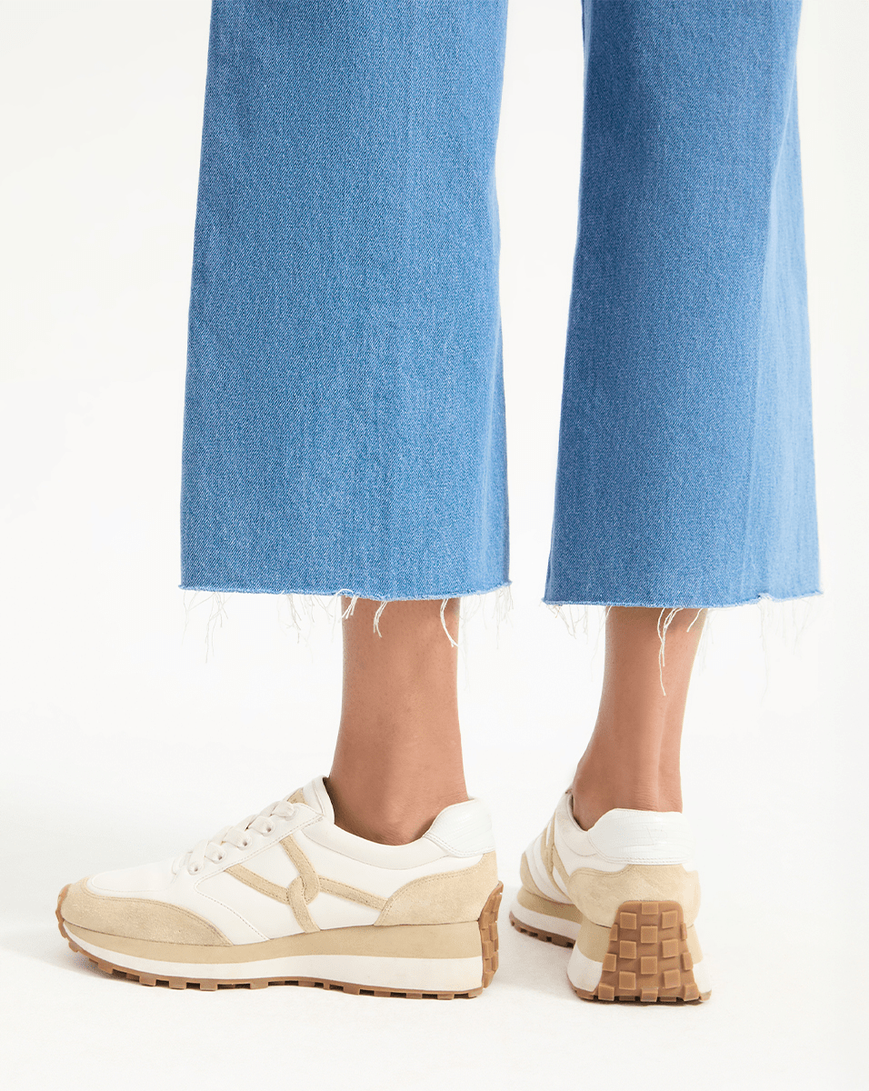 Valentina Leather Sneakers with Cushioned Midsole & Suede Details | Comfortable & Stylish