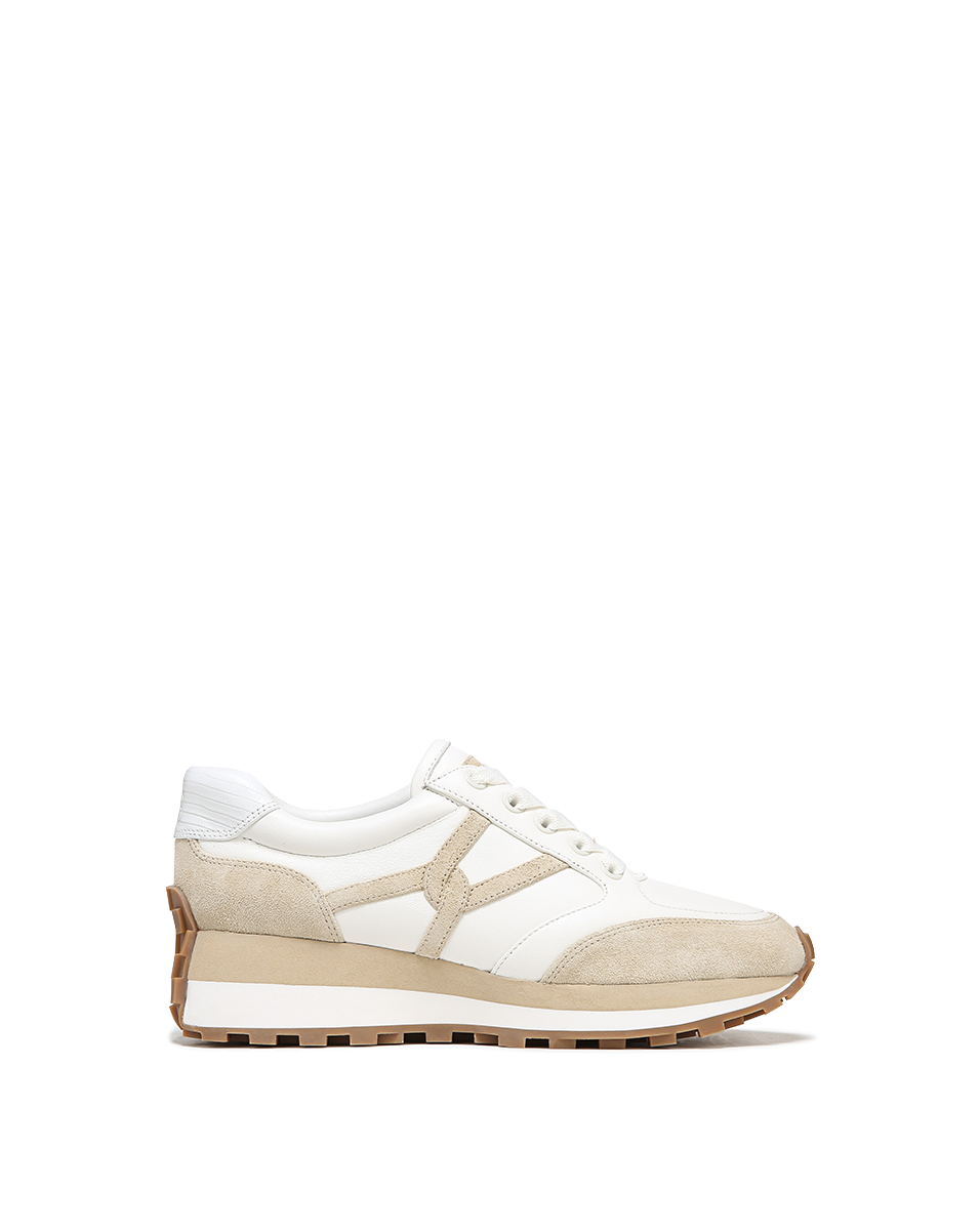 Valentina Leather Sneakers with Cushioned Midsole & Suede Details | Comfortable & Stylish