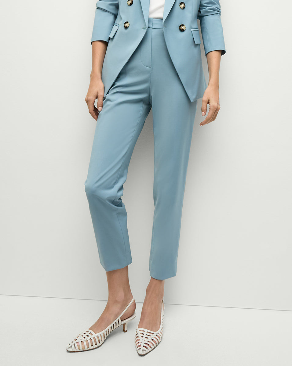 High-Waisted Wool Flared Pants in Cool Blue | Arte Pant