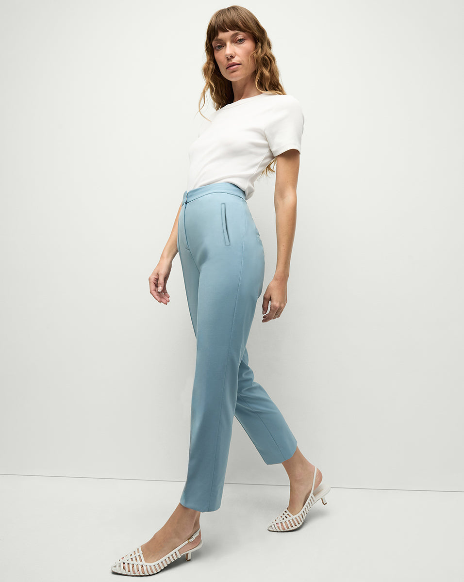 High-Waisted Wool Flared Pants in Cool Blue | Arte Pant