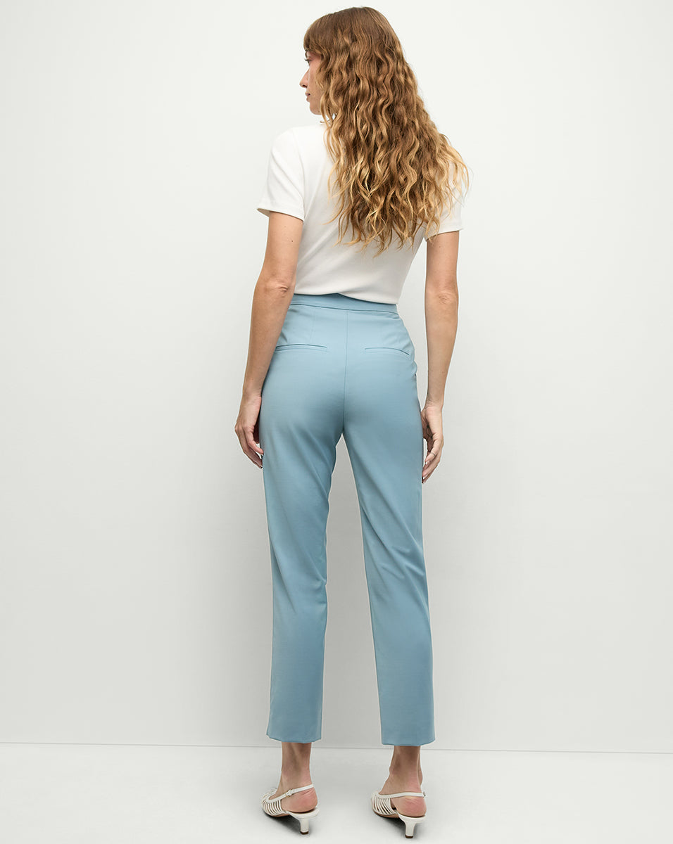 High-Waisted Wool Flared Pants in Cool Blue | Arte Pant