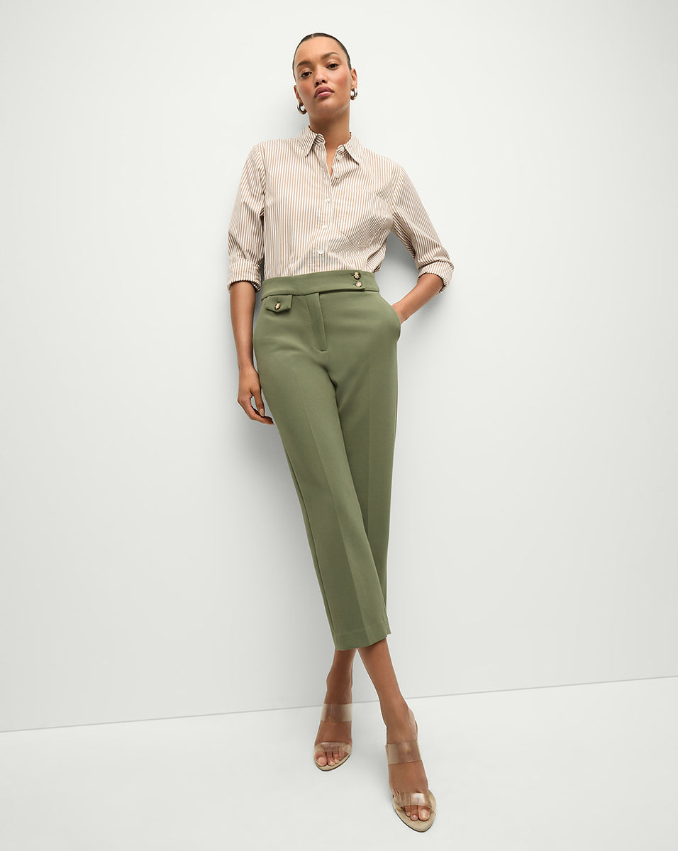 Renzo Slim Leg Cropped Pants for Office | Streamlined Silhouette