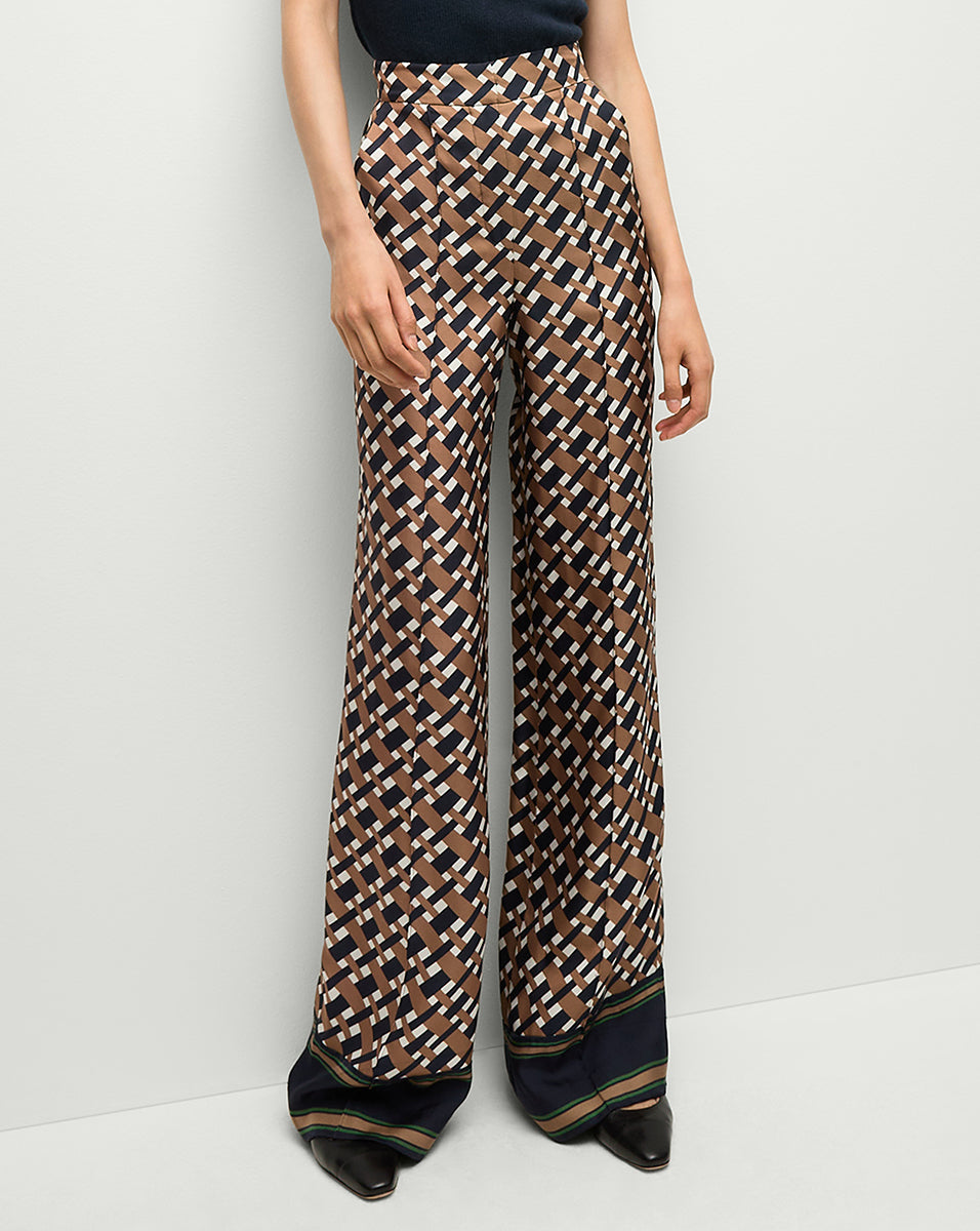 Silk Wide-Leg Pants with Basketweave Print | Edia Pant