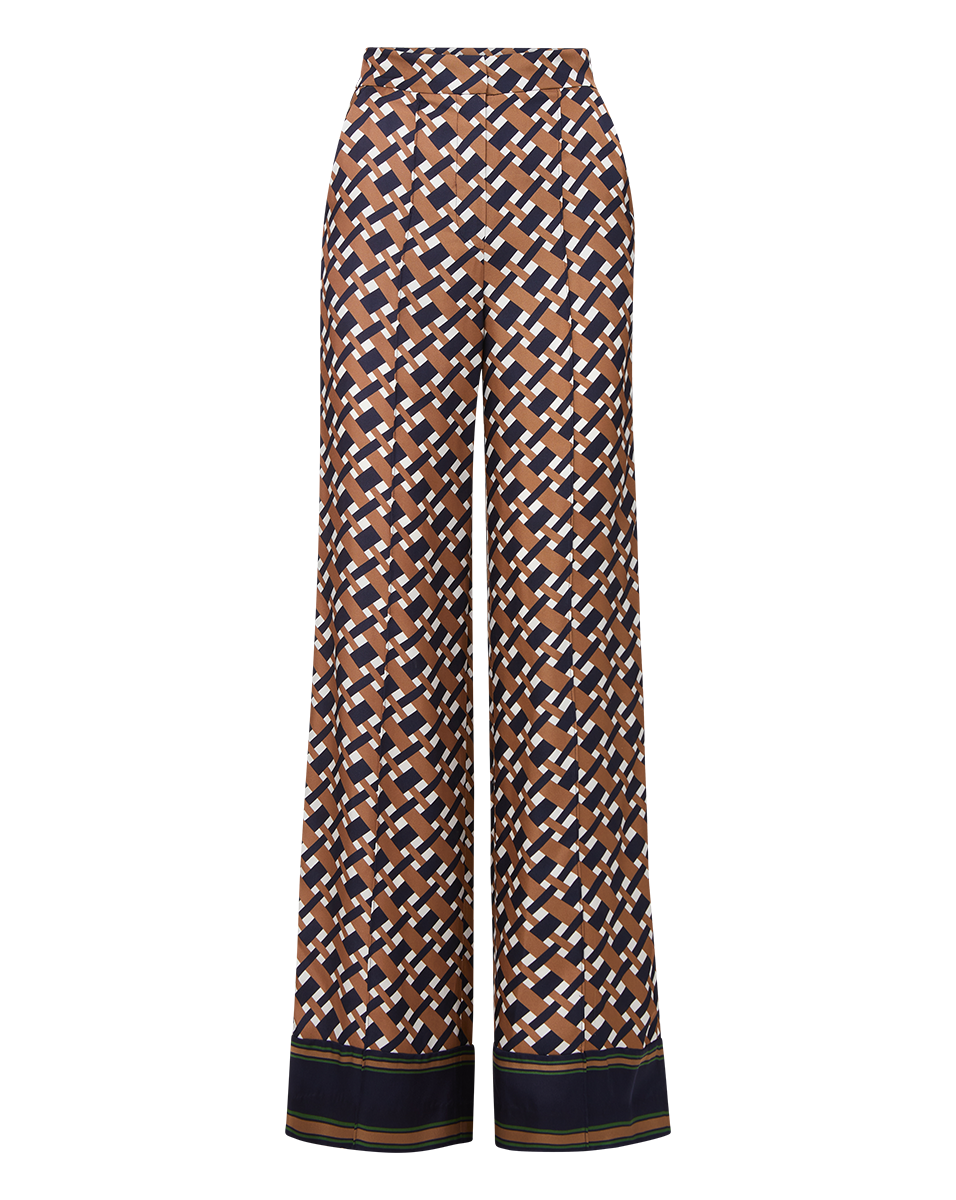 Silk Wide-Leg Pants with Basketweave Print | Edia Pant