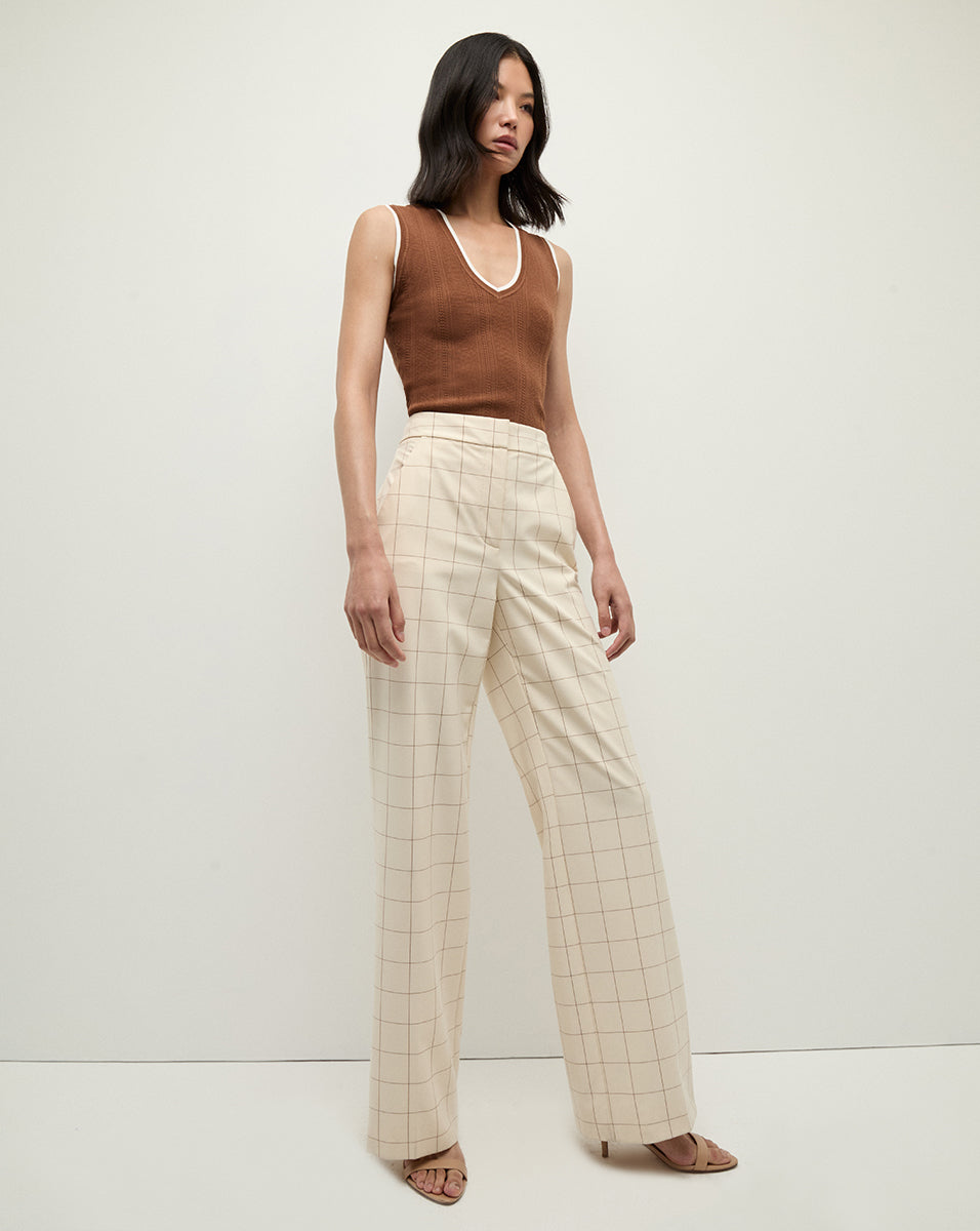 Wide-Leg Plaid Pants for Women | Tonelli High-Waisted Stretch