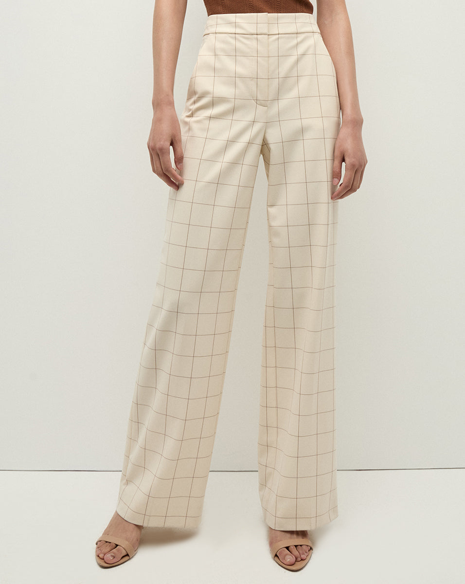 Wide-Leg Plaid Pants for Women | Tonelli High-Waisted Stretch
