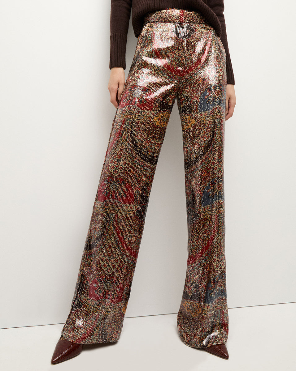 High-Waisted Sequin Wide-Leg Pants for Women | Tonelli
