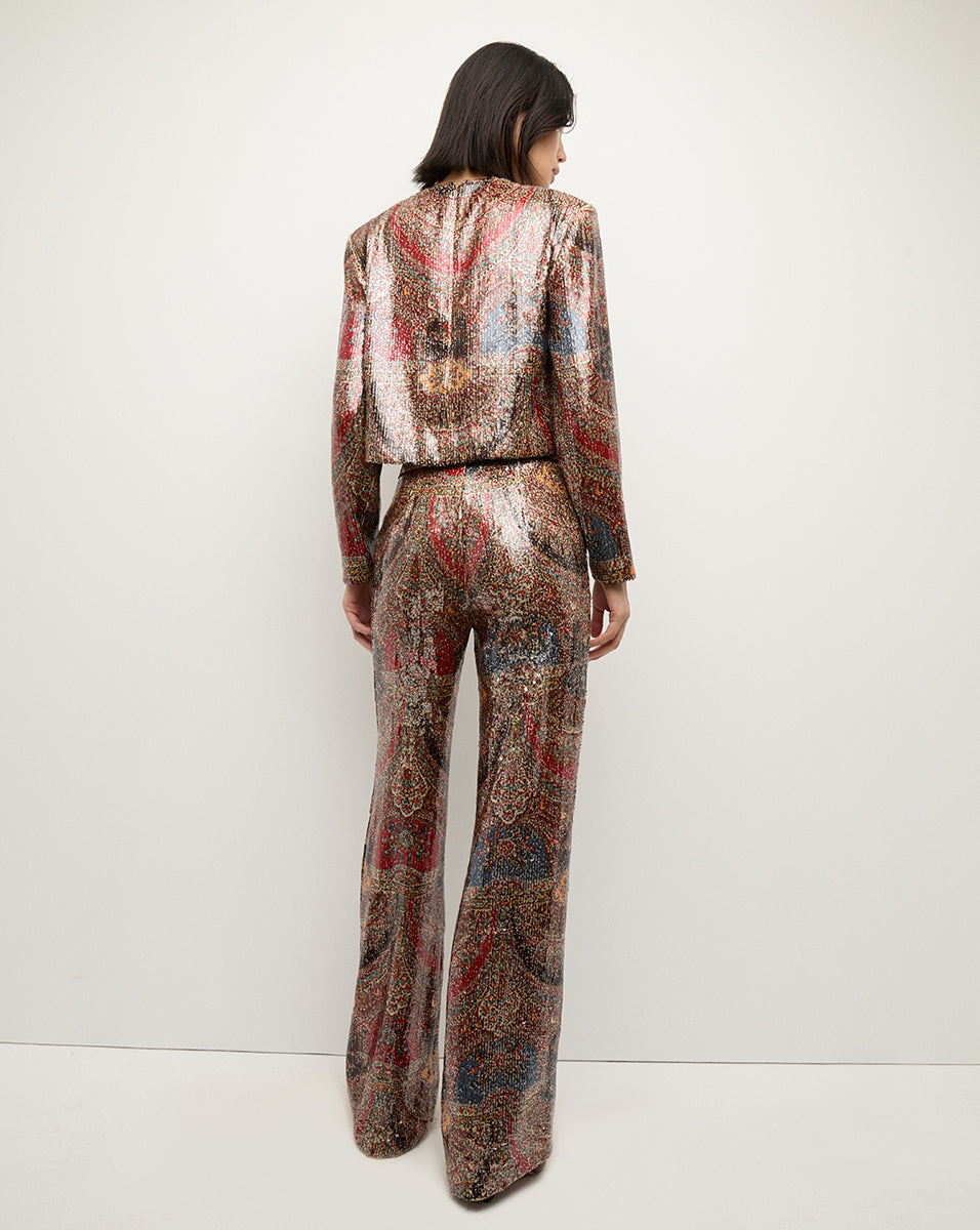 High-Waisted Sequin Wide-Leg Pants for Women | Tonelli