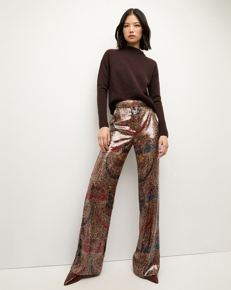 High-Waisted Sequin Wide-Leg Pants for Women | Tonelli