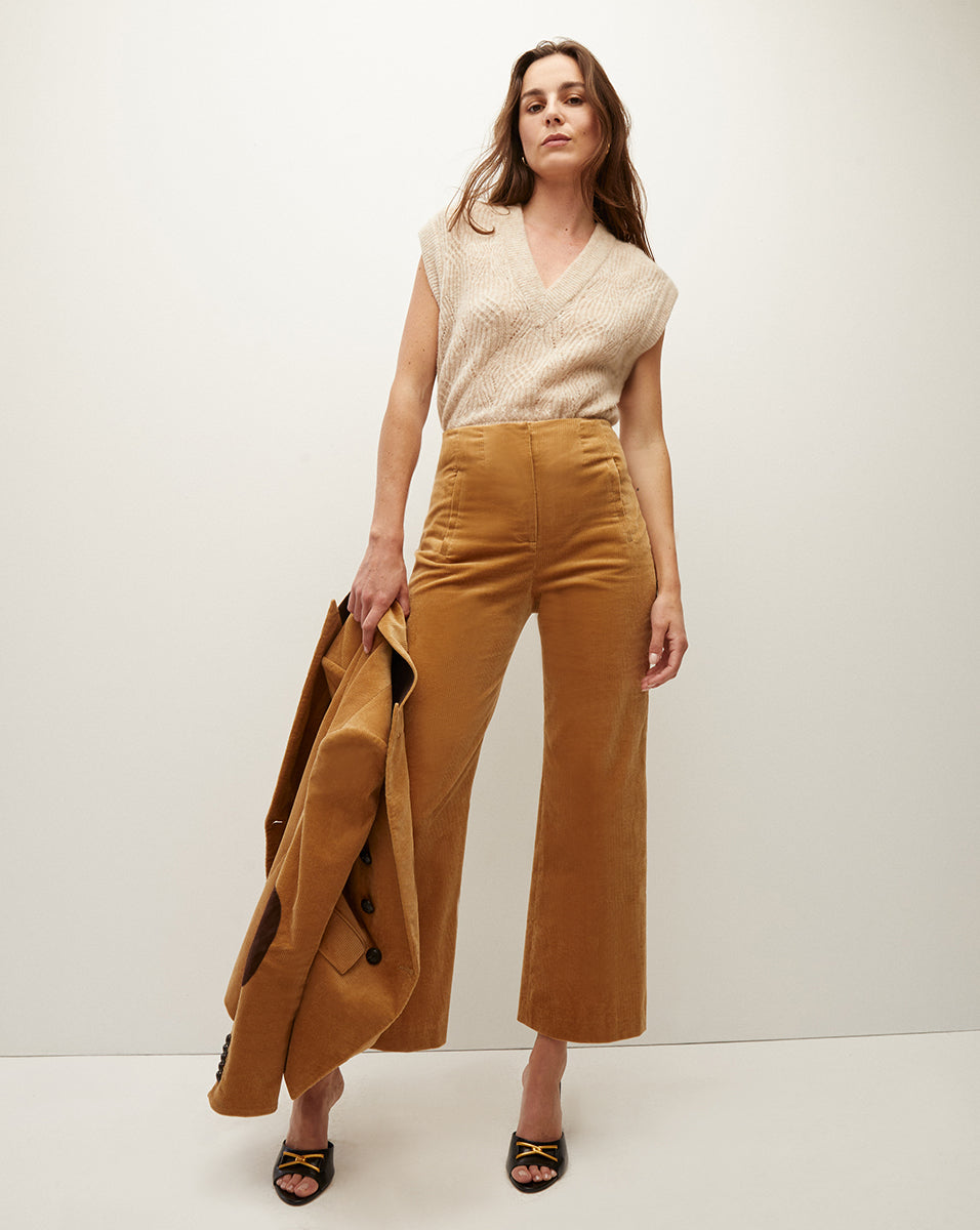 High-Rise Corduroy Pants for Women | Dova Wide-Leg Cropped Pant
