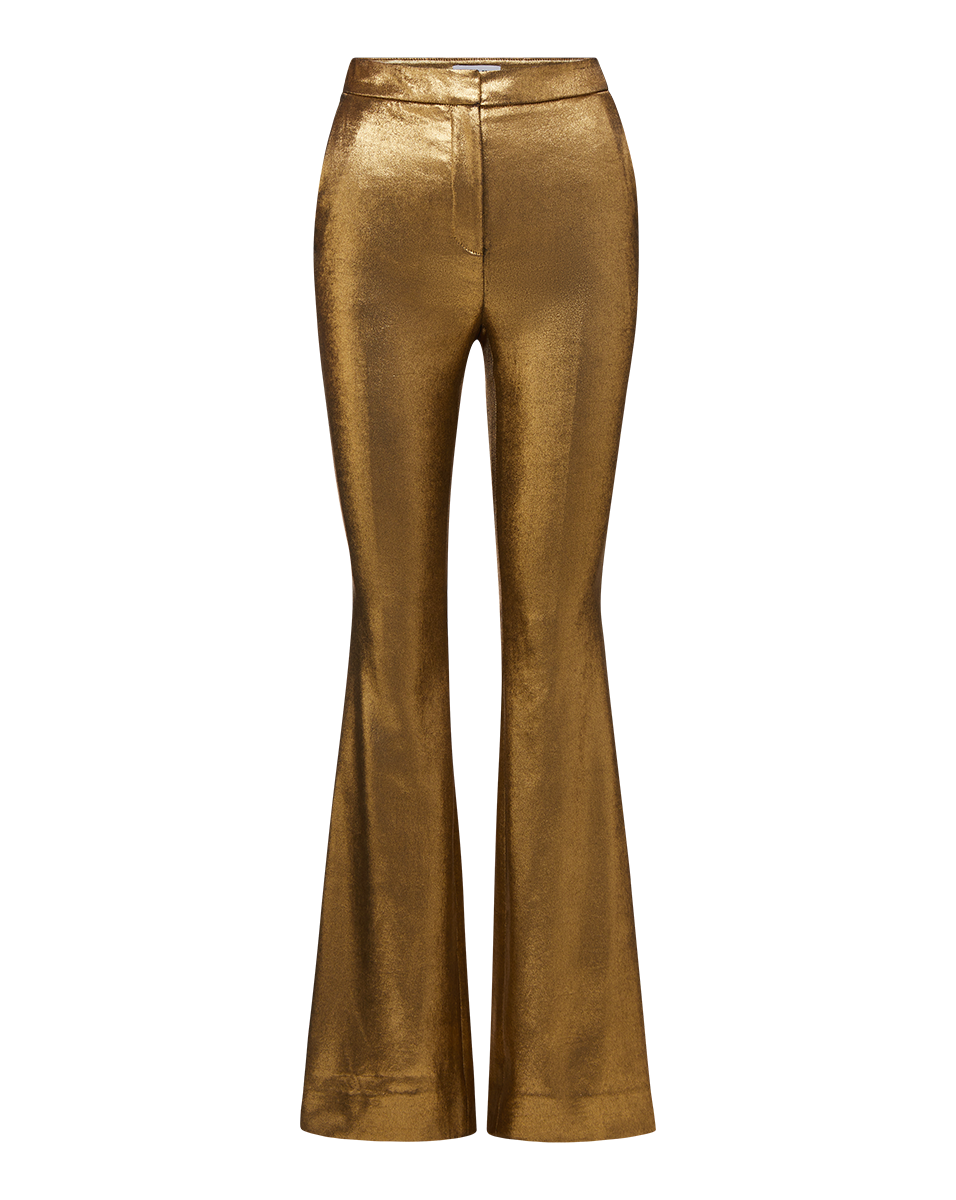 High-Waisted Flare Pants in Metallic Gold | Gracie Pant