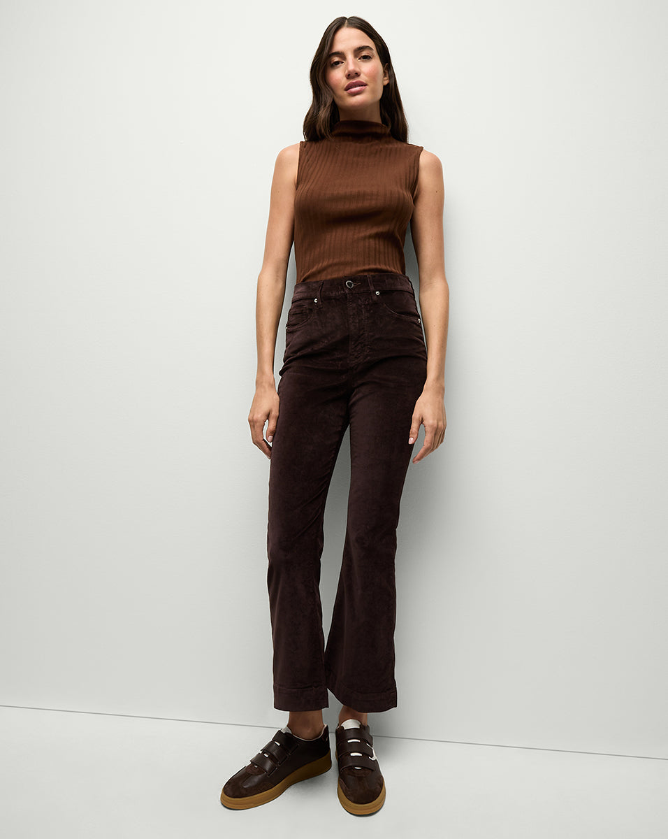 Velvet Kick-Flare Pants High-Rise Slim Fit | Carson